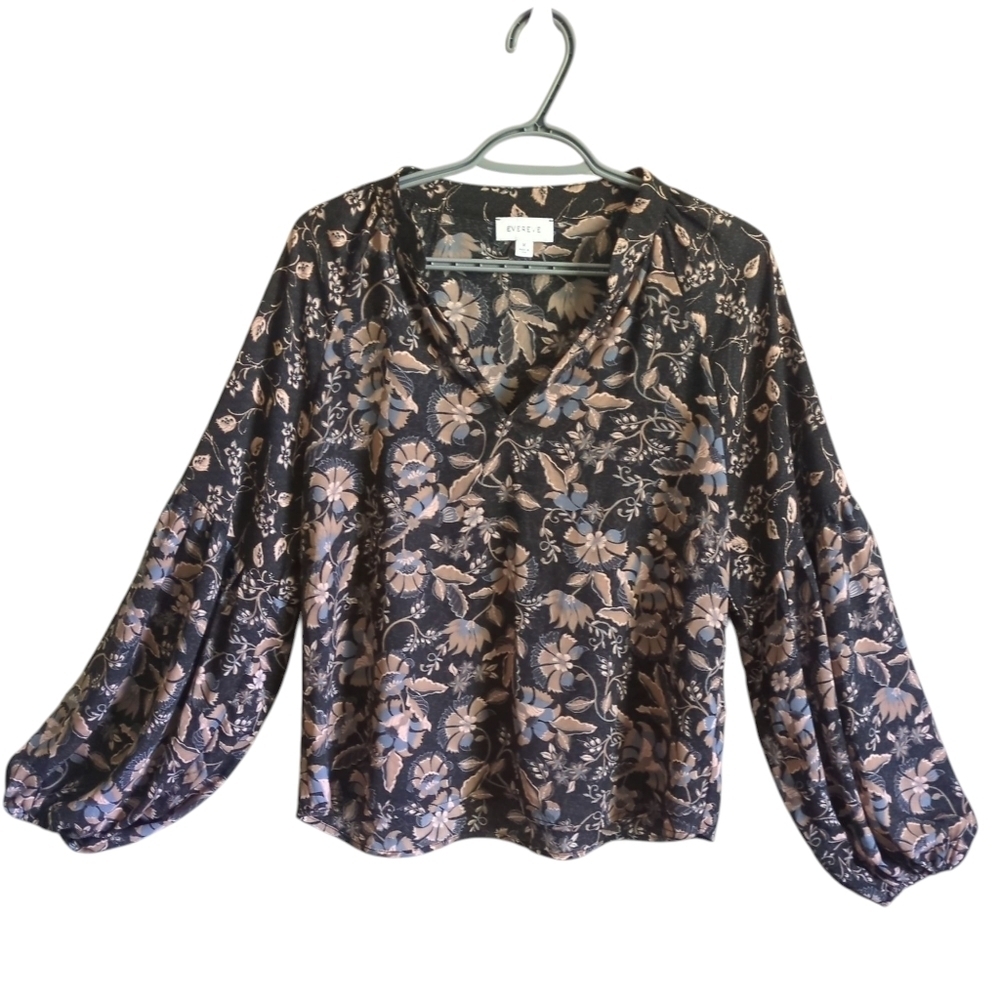 EVEREVE Reese Floral Mix Print Blouse‎ Puff Sleeve Size Medium